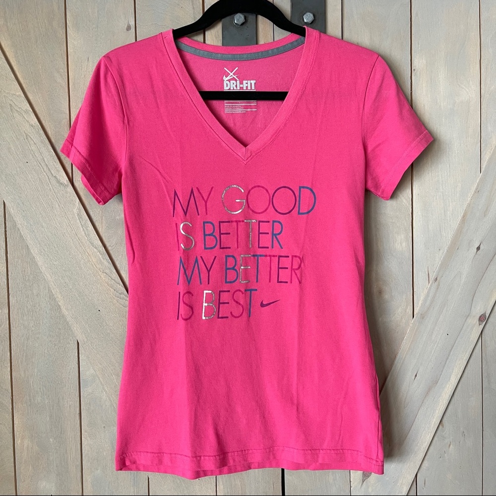 Women's Hot Pink Nike Dri-Fit Slim Fit T-Shirt